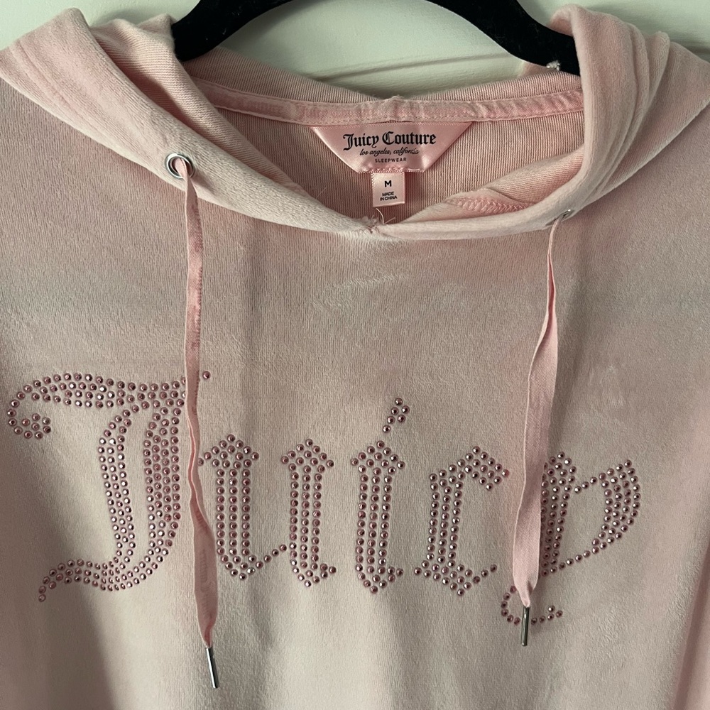 Juicy Couture Light Pink Rhinestone Embellished Hoodie
